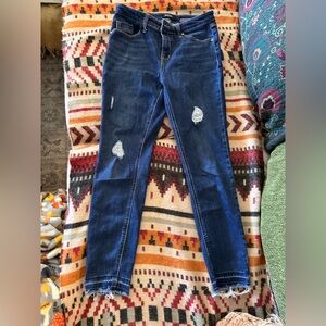 Buffalo David Bitton Women's Distressed Dark Blue Skinny Jeans